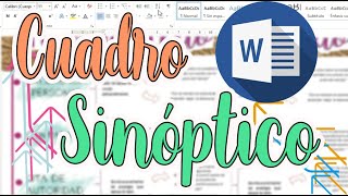 Cuadro Sinóptico en Word  Apuntes bonitos  Cynthi [upl. by Egreog]