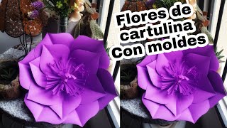 Como hacer flores en papel cartulina con moldes [upl. by Yntirb213]