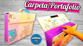 DIY  CarpetaPortafolio Reciclando Cartón  PumitaNegraArt🐾 [upl. by Cirderf]