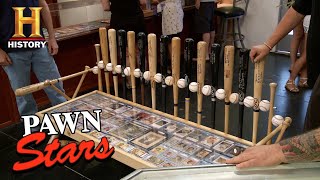 Pawn Stars Custom Dodgers Autographed Baseball Bench Table  History [upl. by Assetak200]