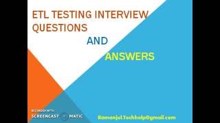 ETL Testing Interview Questions top 50 [upl. by Rheba]