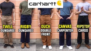 COMPLETE Guide To Carhartt Work Pants Double Front Ripstop Cargo Carpenter TwillRigby Dungaree [upl. by Ecnesse]