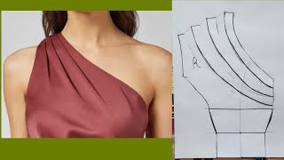 One shoulder bodice drape pleatsfullnessgathers Tutorial [upl. by Axe16]