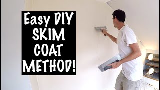 The EASIEST WAY to SKIM COAT a wall [upl. by Manoop]