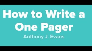 How to Write a One Pager [upl. by Acirfa]