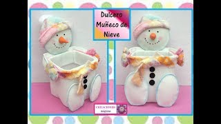 ♥♥Tutorial navideño No 3♥ dulcero muñeco de nieve♥ Creaciones mágicas♥♥ [upl. by Blinny627]