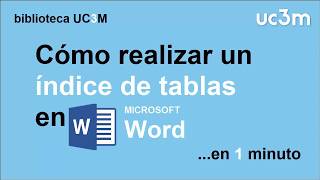 Cómo hacer un índice automático de tablas en Word [upl. by Lirret612]