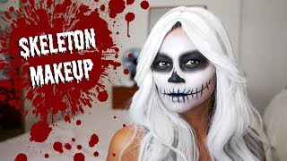 Easy Last Minute Skeleton Makeup Tutorial for Halloween [upl. by Annaliese647]