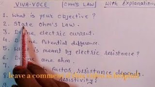 Viva voce question answer with explanation for OHMS law [upl. by Eberto]