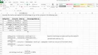 Calculating Percentage Mark up using Excel [upl. by Alvie]