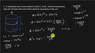 Calculus  Optimization Problems [upl. by Yellas]