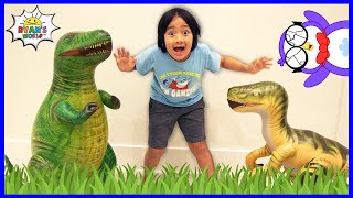 Ryan Pretend Play Dinosaur Hunt around the house [upl. by Bijan]