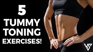 HOW TO FLATTEN YOUR STOMACH 5 Tummy Toning Exercises  V SHRED [upl. by Whittemore]