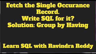 ETLTestingInterviewQuestion18SQLQuerytofetchsingleoccurancerecord [upl. by Ahsiym650]