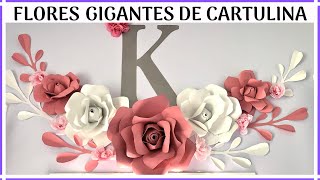 FLORES GRANDES DE CARTULINA Para Decorar  FÁCILES DE HACER [upl. by Merari]