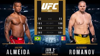 JAILTON ALMEIDA vs ALEXANDR ROMANOV FULL FIGHT UFC 302 [upl. by Pittman66]