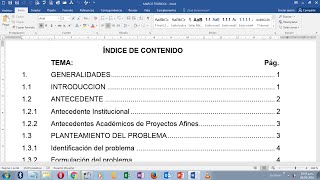 TABLA DE CONTENIDO INDICE EN WORD 2016 [upl. by Kermy276]