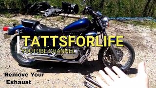 Yamaha xv250 Vstar Virago Exhaust Removal  How To  Bobber Build [upl. by Barbur]