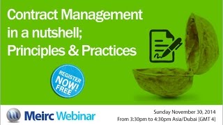 Contract Management in a nutshell principles and practices  Contracts Management  Dubai  Meirc [upl. by Jesher]