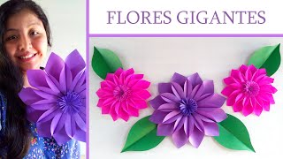 DIY  FLORES gigantes de papel  FLOR para decorar  paper flower  Muy Lindas 🌺 [upl. by Siednarb]