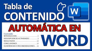 🛑 Cómo crear Tabla de CONTENIDO AUTOMÁTICA🏹 en Word 2022 muy Fácil [upl. by Breena829]