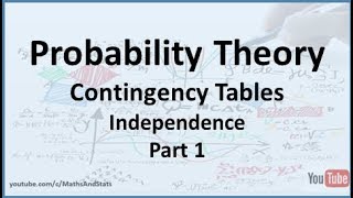 Probability Theory Contingency Tables  Independence  Part 1 [upl. by Autry288]