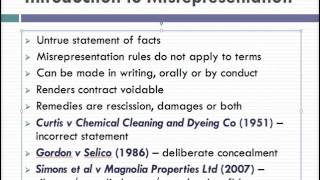 Misrepresentation Lecture 1 of 4 [upl. by Aekim]