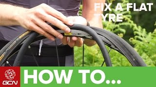 How To Fix A Flat Tyre  Fix A Road Bike Puncture [upl. by Kenleigh332]