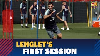 Clément Lenglet trains for first time with FC Barcelona [upl. by Alyam]